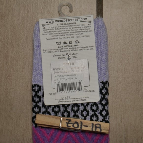 Worlds Softest Socks Weekend Gallery Textured Crew Womens Size 6-11 Lavender NWT - Picture 4 of 4